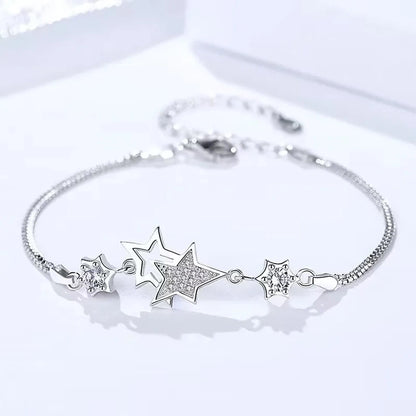 925 Sterling Silver Elegant Charm Crystal Star Bracelets for Women