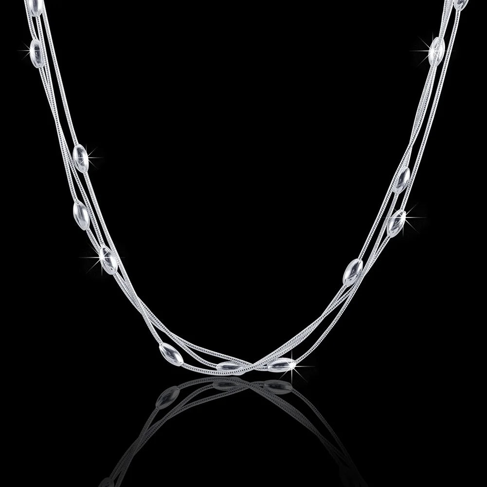 925 Sterling Silver Charms Beads Necklace for Womens Luxury Fashion