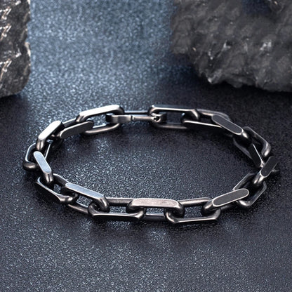 Vintage Oxidized Chain Link Mens Punk Rock Stainless Steel Bracelet