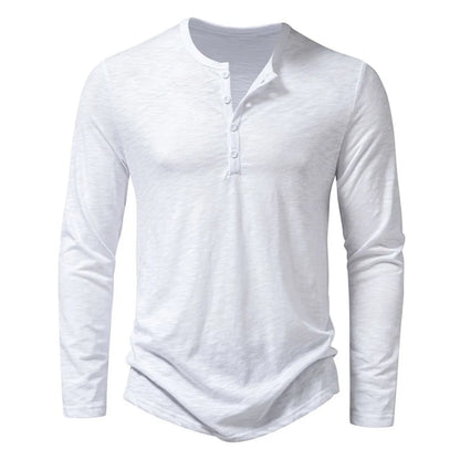 Mens Cotton Button Henley Neck Shirt Long Sleeve Casual T-Shirts