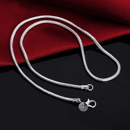 925 Sterling Silver Solid Snake Chain Necklace For Mens Women