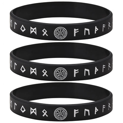 12mm Silicone Bracelet for Mens Nordic Viking Soft Rubber Silicone Wristband