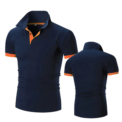 Summer Mens Collar Hollow Short Sleeved Polo Shirt Breathable