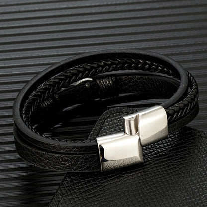 Mens Infinity Bracelet Woven Multilayer Braided Leather Bracelets