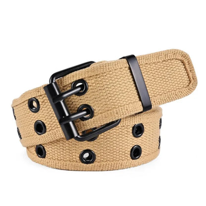 Unisex Double Row Needle Buckle Woven Belt Sports