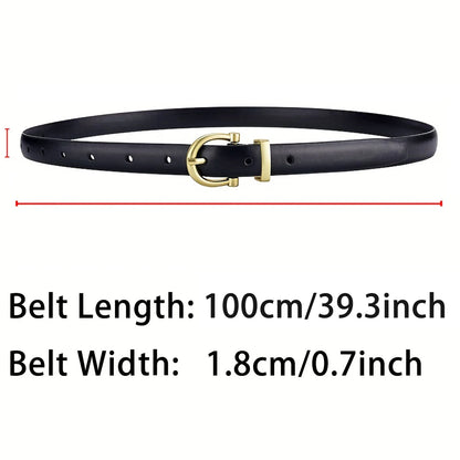 Womens Trend Gold Buckle Fashion Casual Versatile Thin Soft PU Leather Belt