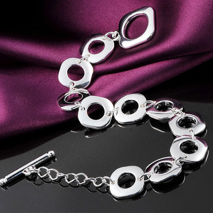 925 Sterling Silver Bracelets Classic Fashion Square Chain for Woman