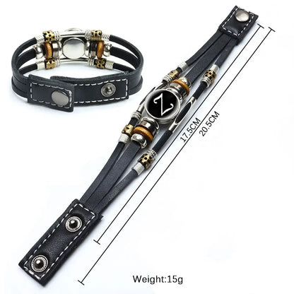26 Initial Letters Cabochon Glass Adjustable Snap Bracelet