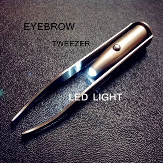 Stainless Steel Eyebrow Hair Remove Tweezer With LED Light