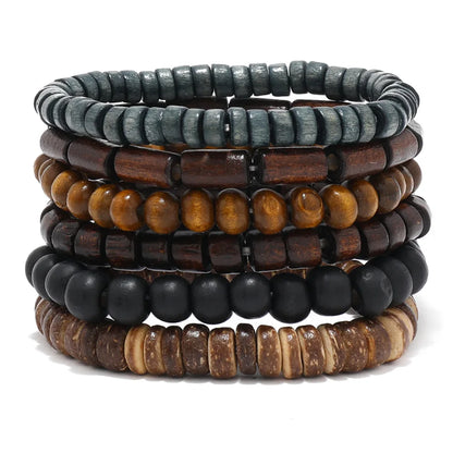 4pcs Set Braided Wrap Leather Mens Bracelet Ethnic Tribal Wristband