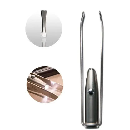 Stainless Steel Eyebrow Hair Remove Tweezer With LED Light