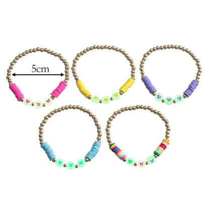 5pcs Handmade Luminous Love Heart Beads Girls Kids Bracelet