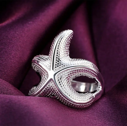 925 Sterling Silver Big Starfish Rings For Women