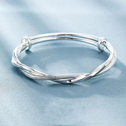 925 Sterling Silver Pretty Weave Bracelets Bangles for Women