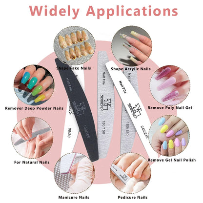 5pcs Nail File Mix Color Limas Grit Professional Sandpaper Cuticle Remover
