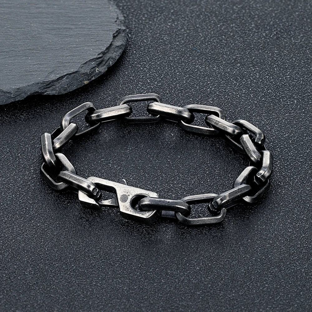 Locomotive Vintage Oxidized Men Punk Stainless Steel Motorcycle Bracelet