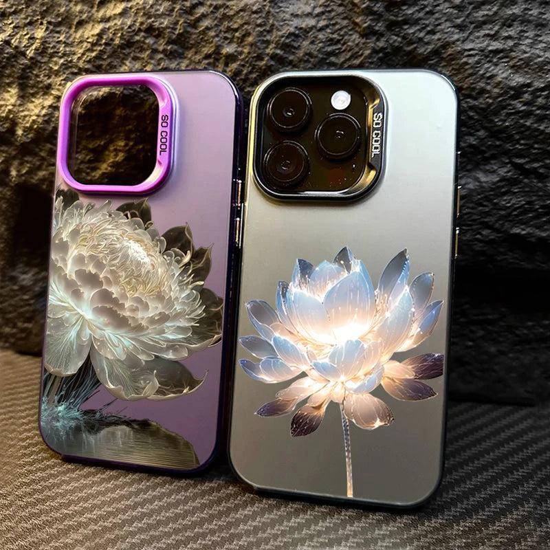 Luxury Lotus Flower Anti Drop Armour Case For iPhone 16 15 14 13