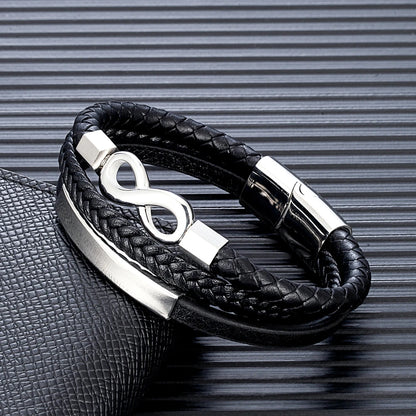 Classic Men Infinity Bracelet Multilayer Braided Leather Bracelets