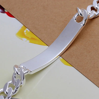 Charm 925 Sterling Silver Unisex Chain Bracelet Design Noble Pretty Solid 10MM