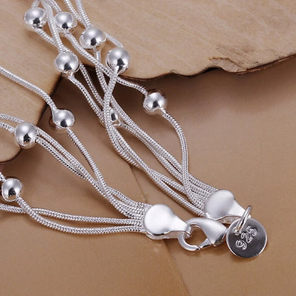 925 Sterling Silver Jewelry Chain Beads Bracelets for Women