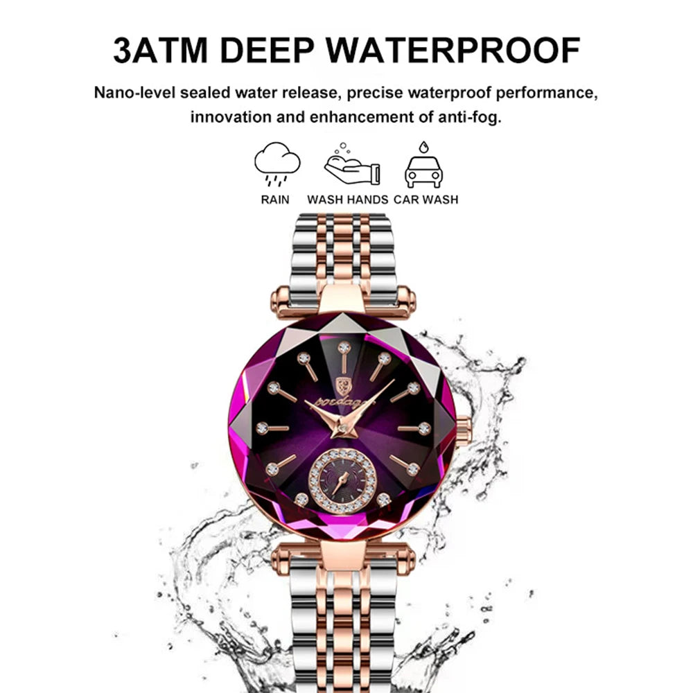 Womens Elegant Waterproof Stainless Steel Quartz Watch