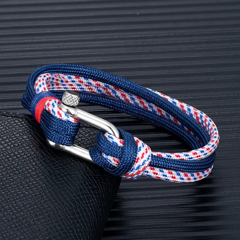 Unisex Shackle Bracelets Charm Nautical Survival Paracord Bracelet