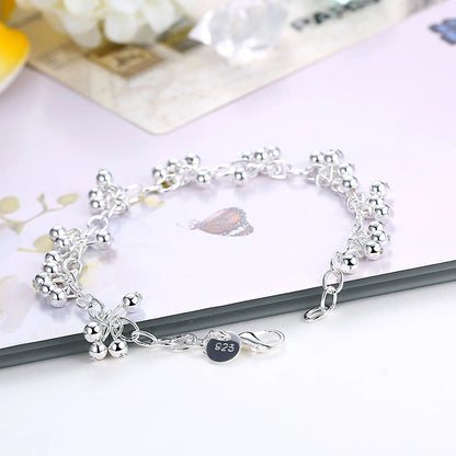 925 Sterling Silver Beautiful Beads Bracelets Neckalce Set for Women