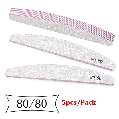 5pcs Nail File Mix Color Limas Grit Professional Sandpaper Cuticle Remover