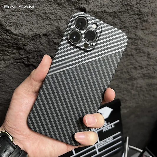 Luxury Ultra Thin Carbon Fiber Texture Matte Case for iPhone 15 14 13 Pro Max