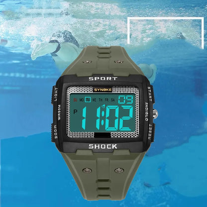 Mens Sports Digital Watch Waterproof Square Student Watch