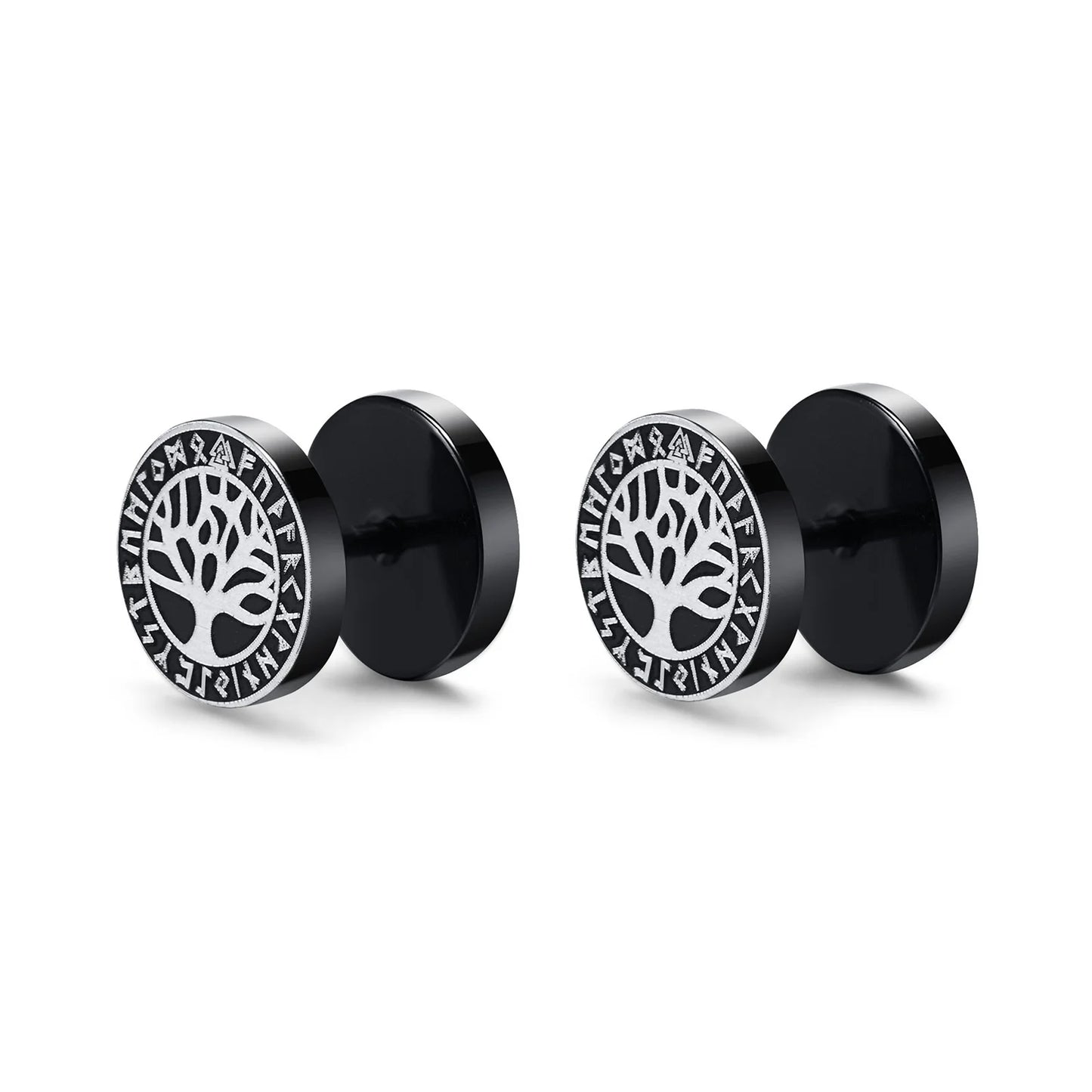 Gothic Norse Viking Runes Stud Earrings for Men Rock Punk Stainless Steel