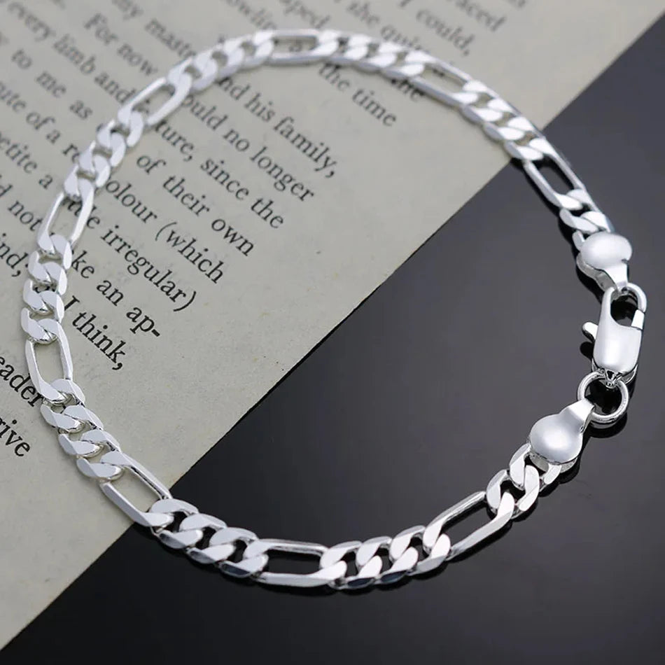 Charm 925 Sterling Silver Bracelets for Women 4MM Chain