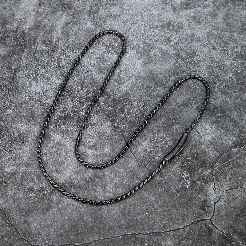 Vintage Oxidized 3mm Link Chain Necklace For Men Motocycle Cuban Chain