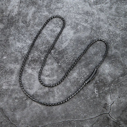 Vintage Oxidized 3mm Link Chain Necklace For Men Motocycle Cuban Chain