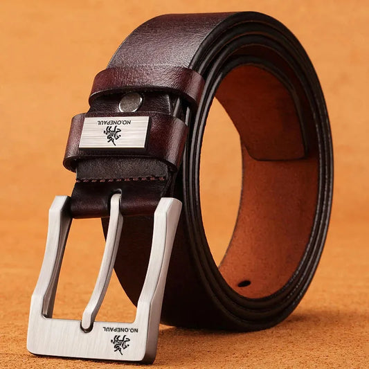 Mens High Quality Buckle Jeans Cowskin Leather Belt