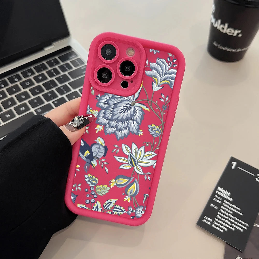 Flower Printed Phone Case For iPhone 15 14 13