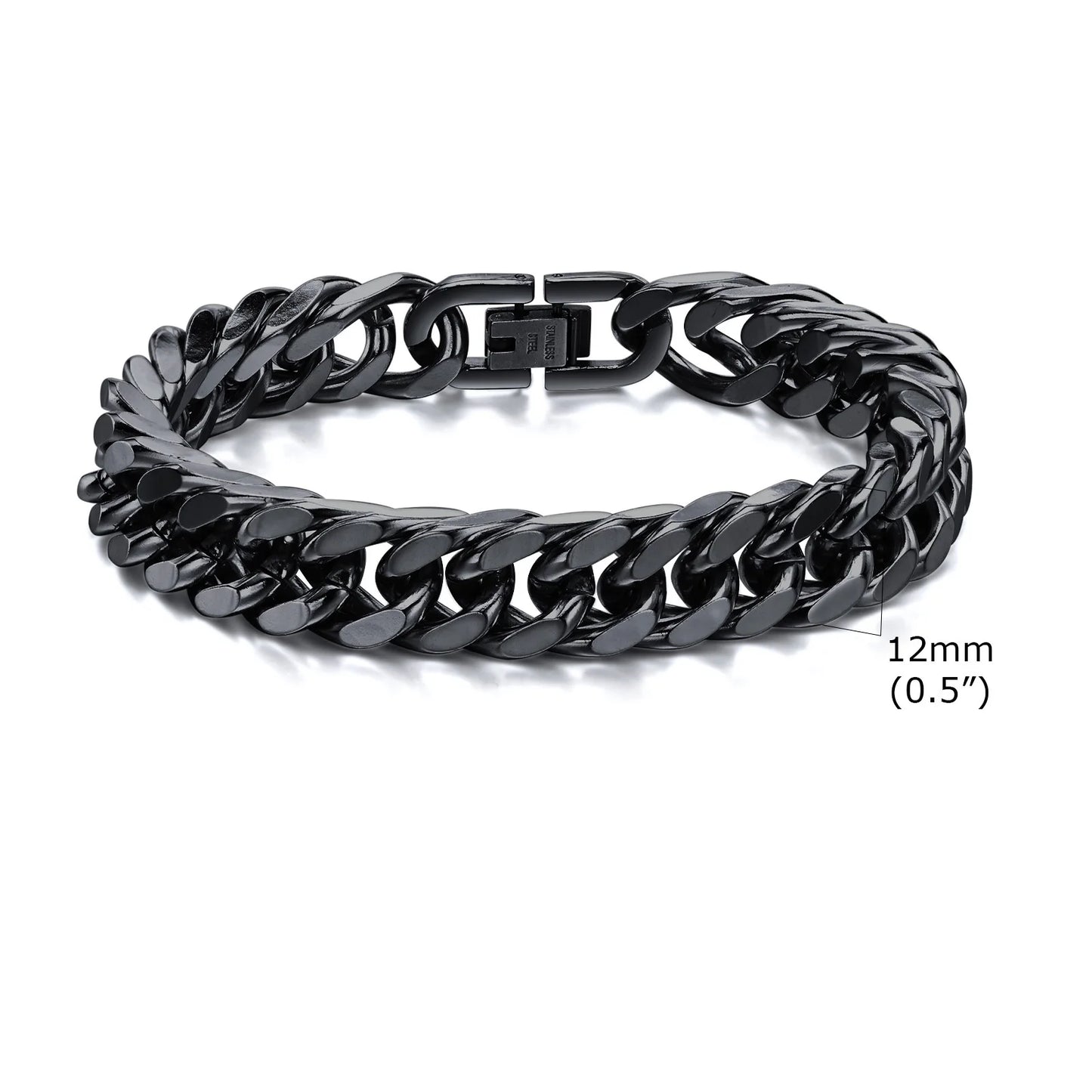 Stylish Double Curb Chain Bracelets for Men Stainless Steel