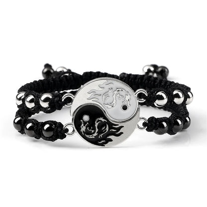 Dragon Tai Chi Gossip Braided Bracelet for Womens Mens