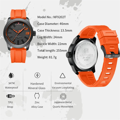 Mens Quartz Watch Silicone Strap Military Waterproof Wristwatch