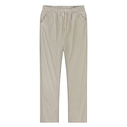 Summer Mens Linen Pants Breathable Solid Color Comfortable Pants