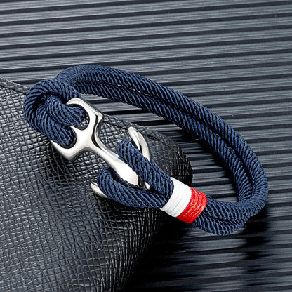Men Women Nautical Survival Rope Bracelets Stainless Steel Anchor Buckle