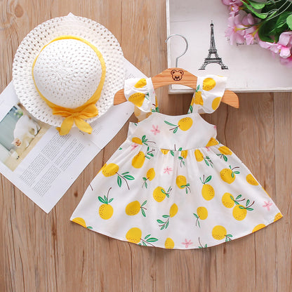 Baby Girl Dress Fruit Print Cotton Summer Comfortable Breathable