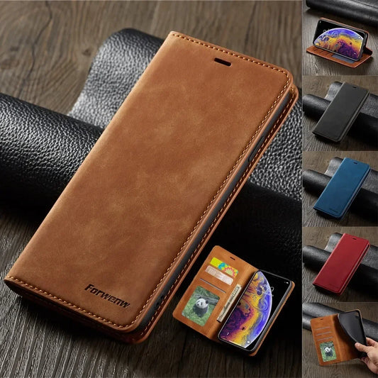 Thin Suede Leather Wallet Case for iPhone 11 12 13 14 15 16 Pro Max Mini