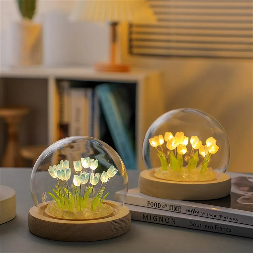 Artificial Tulip Flower Handmade LED Night Light