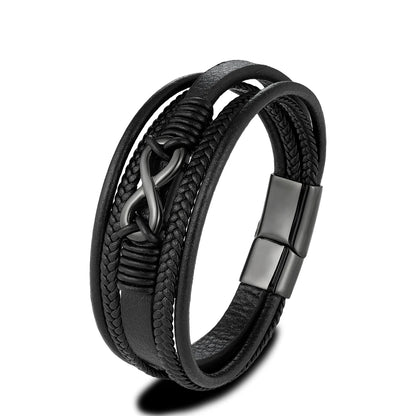 Mens Infinity Bracelet Woven Multilayer Braided Leather Bracelets