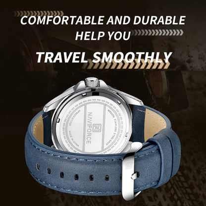 Mens Fashion Quartz Watch Leather Strap Sport Waterproof Wristwatch
