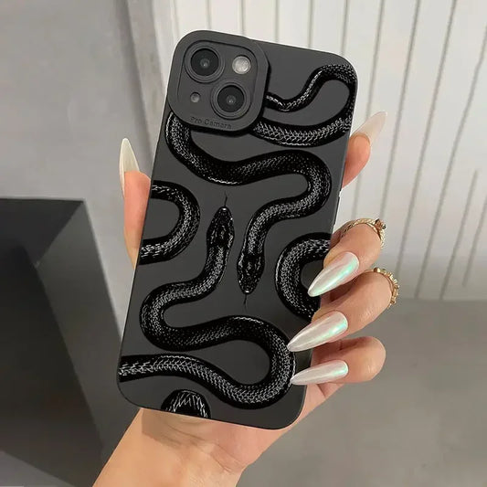 Snake Graphic Phone Case For iPhone 16 15 14 13 Pro Max Shockproof Matte