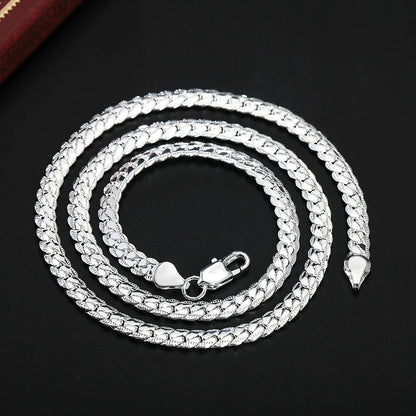 6mm 925 Silver Color Noble Necklace Chain For Woman Men