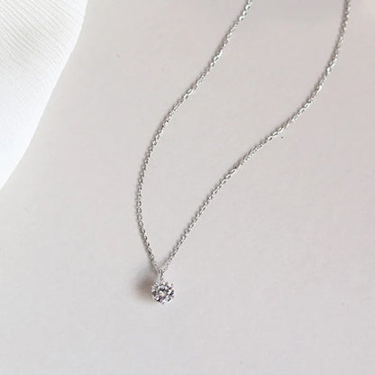 925 Sterling Silver Plated Necklace Sparkling AAA Zircon Clavicle