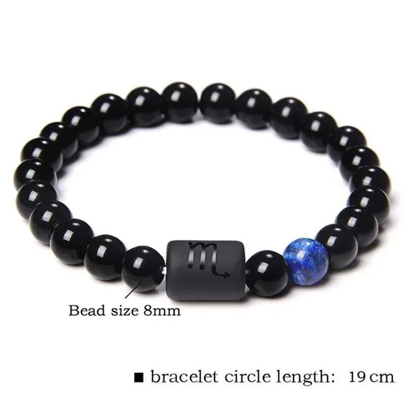 12 Constellation Zodiac Signs Beads Couples Bracelet Natural